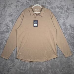 BYLT Drop-Cut Long Sleeve Lux Polo XXL Driftwood Fawn NWT